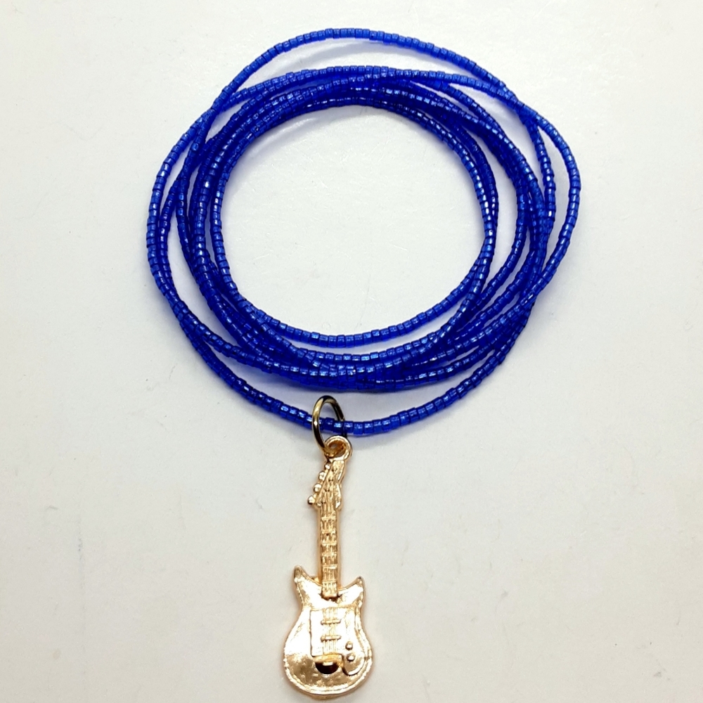 46 inch vibrant blue beaded stretch wrap bracelet